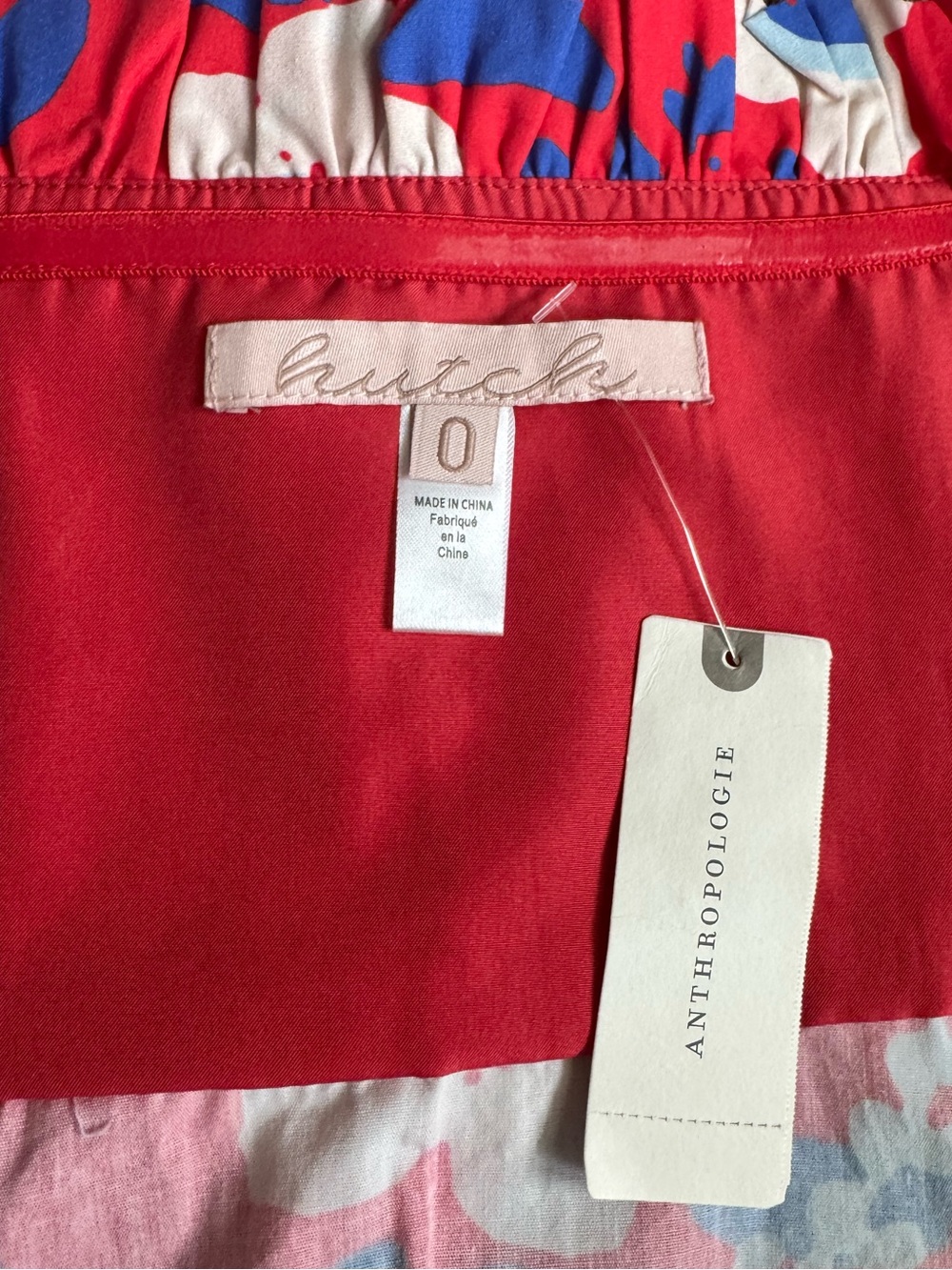 NWT Anthropologie Hutch Red Blue White Floral Strapless Ruffle Top - Picture 5 of 9
